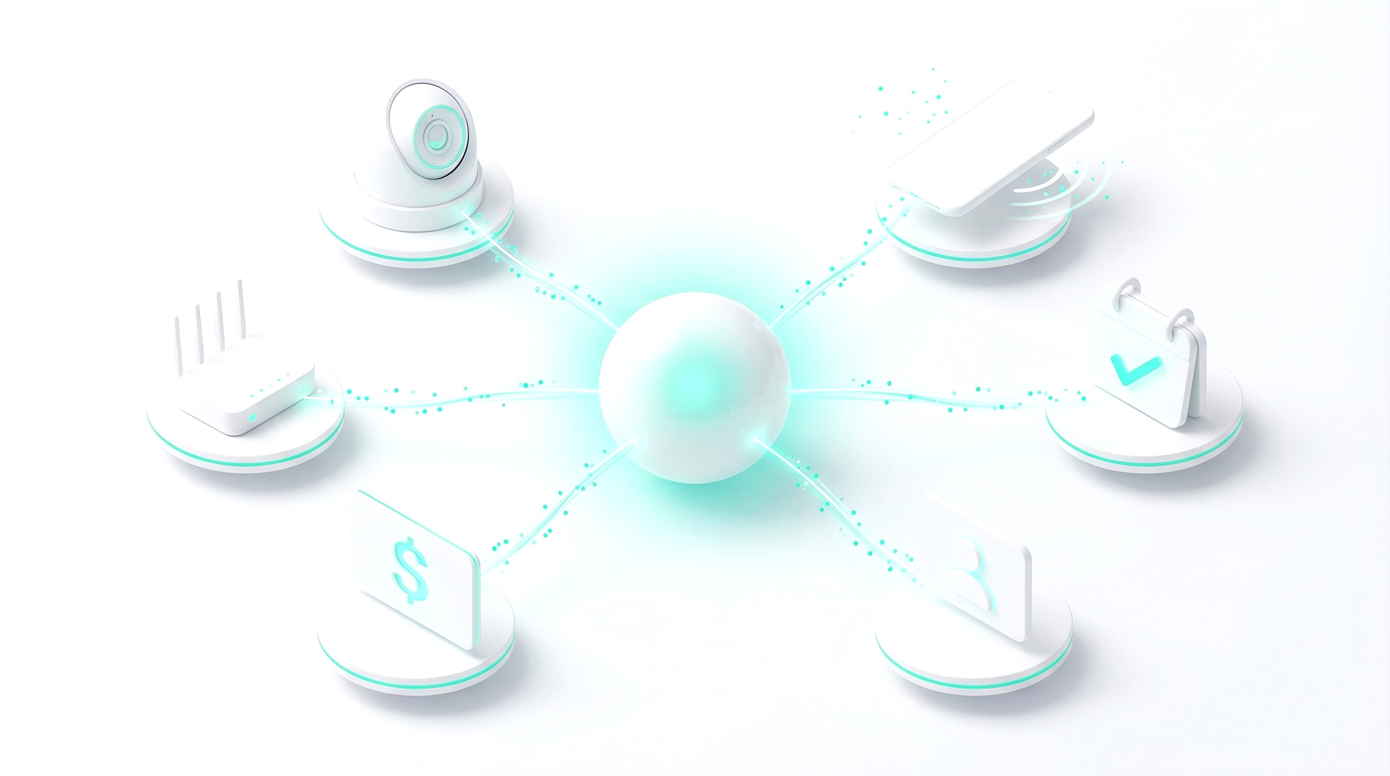 The SNSYS platform connecting cameras, voice, CRM, and scheduling