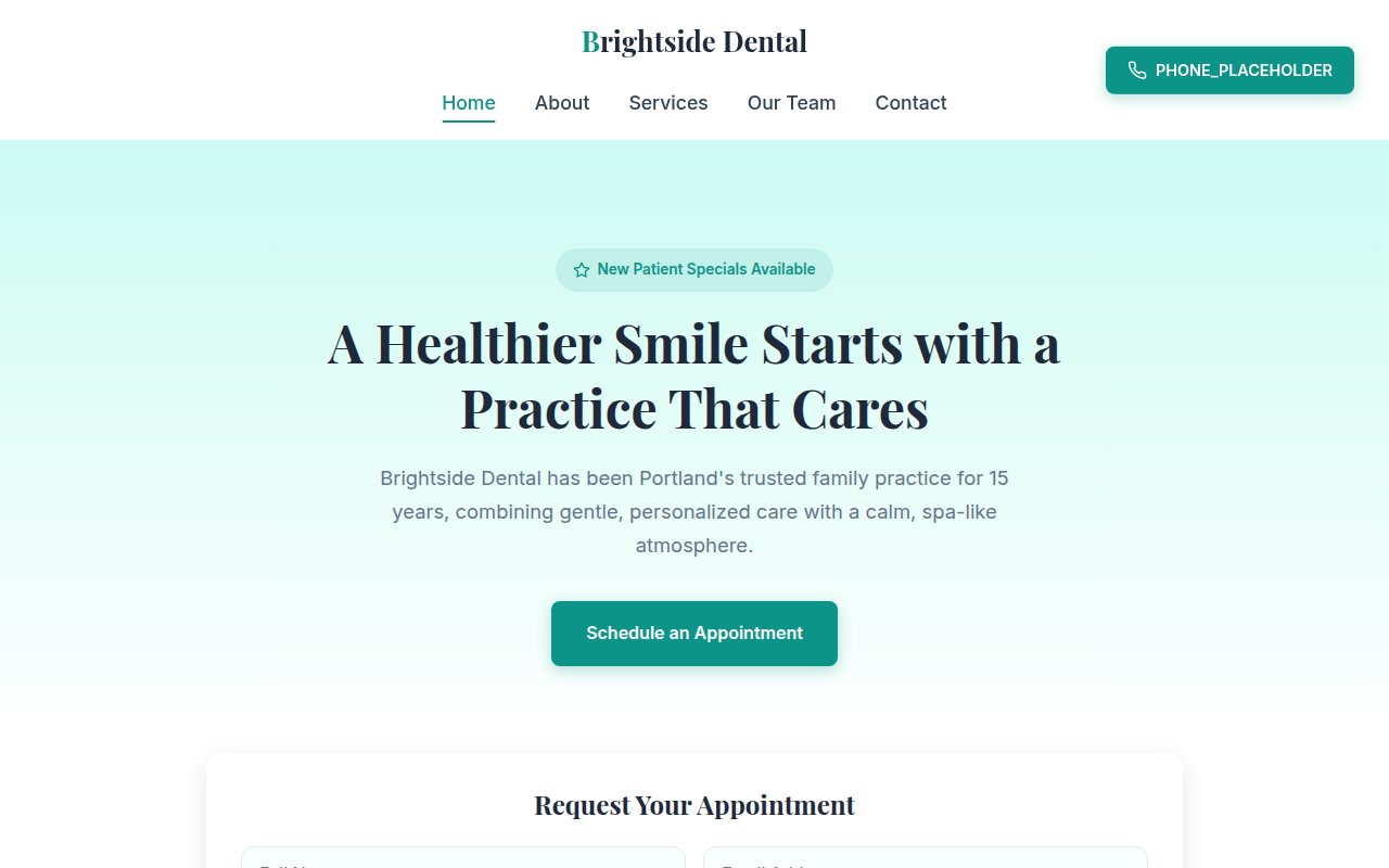 Brightside Dental website