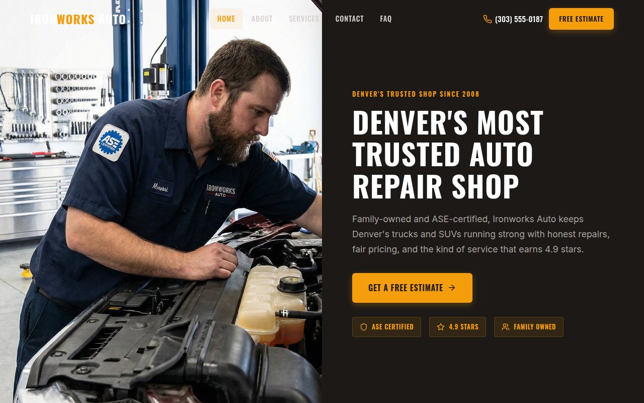 Ironworks Auto website
